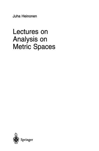 Tapa de Lectures on Analysis on Metric Spaces