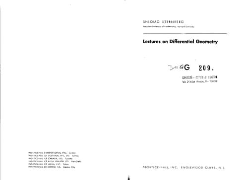 Tapa de Lectures on differential geometry