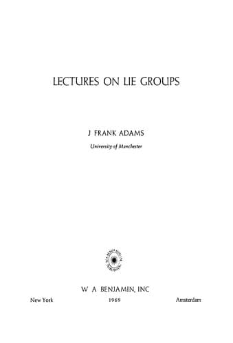Tapa de Lectures on Lie groups
