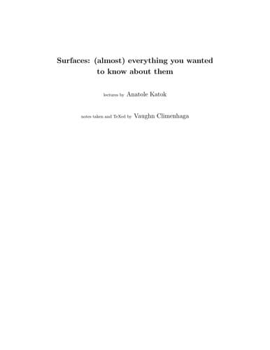 Tapa de Lectures on surfaces