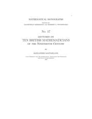 Tapa de Lectures on ten british mathematicians of the nineteenth century