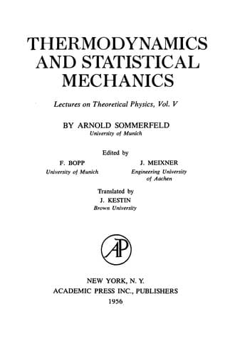 Tapa de Thermodynamics and statistical mechanics
