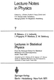 Tapa de Lectures in statistical physics from the Advanced School for Statistical Mechanics and Thermodynamics, Austin