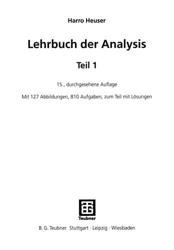 Tapa de Lehrbuch der Analysis
