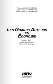 Tapa de Les grands auteurs en économie