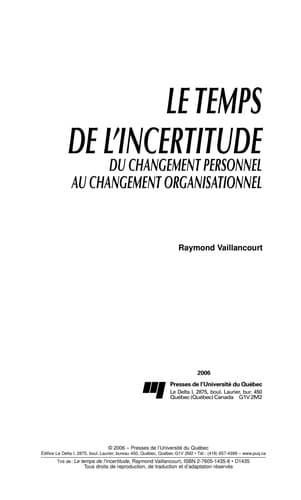 Tapa de Le temps de l'incertitude