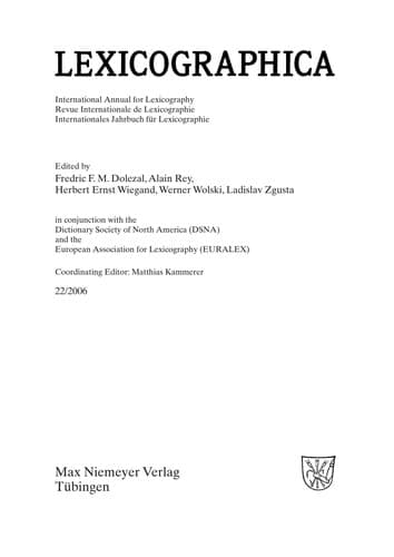 Tapa de Lexicographica (2006)