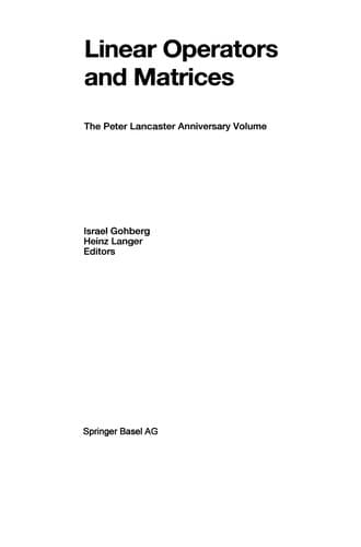 Tapa de Linear operators and matrices