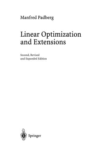 Tapa de Linear Optimization and Extensions