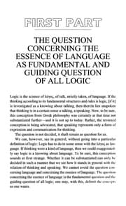 Tapa de Logic as the question concerning the essence of language