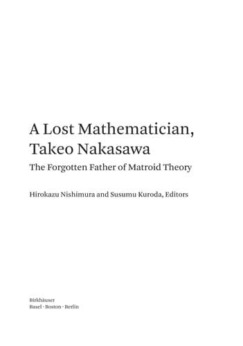 Tapa de A lost mathematician, Takeo Nakasawa