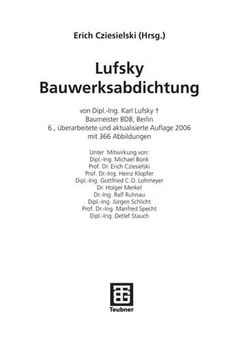 Tapa de Lufsky, Bauwerksabdichtung