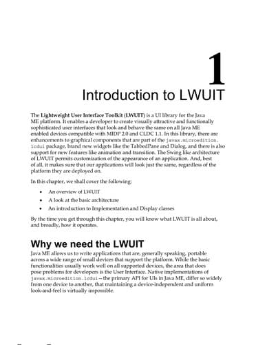 Tapa de LWUIT 1.1 for Java ME developers