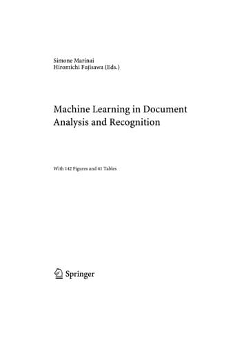 Tapa de Machine Learning in Document Analysis and Recognition