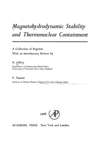 Tapa de Magnetohydrodynamic Stability and Thermonuclear Containment