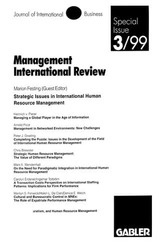 Tapa de Management international review