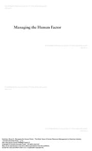 Tapa de Managing the human factor