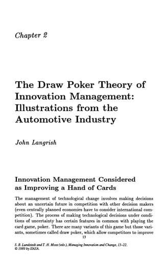 Tapa de Managing Innovation and Change