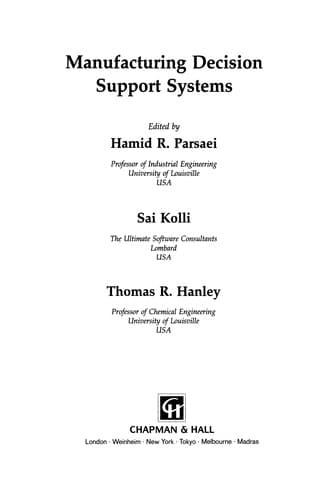 Tapa de Manufacturing Decision Support Systems