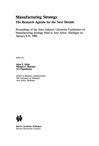 Tapa de Manufacturing Strategy