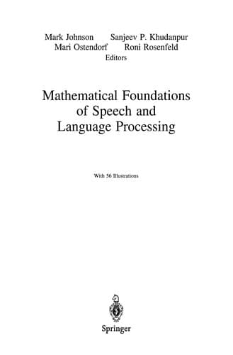 Tapa de Mathematical Foundations of Speech and Language Processing