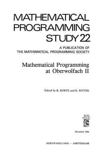 Tapa de Mathematical programming at Oberwolfach II