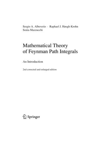 Tapa de Mathematical theory of Feynman path integrals