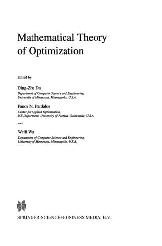 Tapa de Mathematical Theory of Optimization