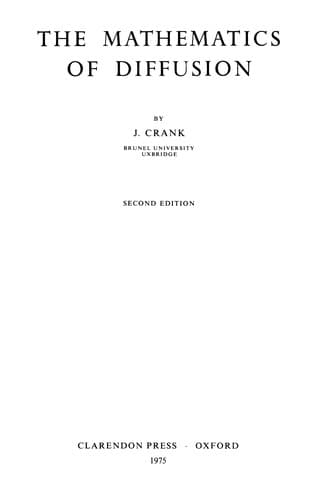Tapa de The mathematics of diffusion