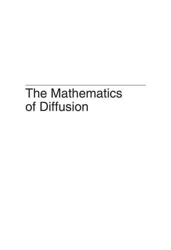 Tapa de The mathematics of diffusion