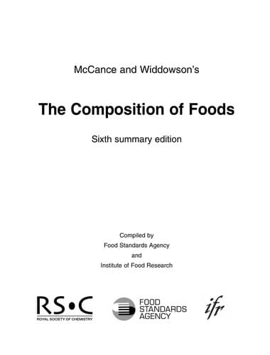 Tapa de Composition of foods