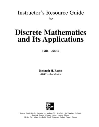 Tapa de Instructor's resource guide for discrete mathematics and its applications