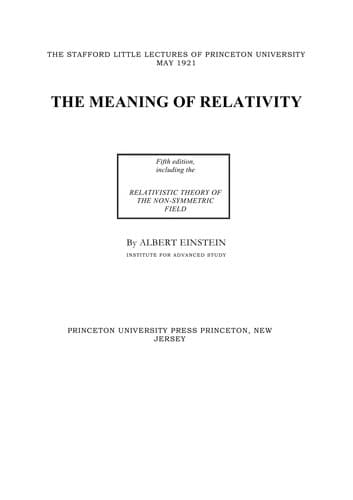 Tapa de The meaning of relativity