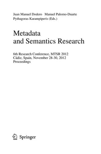Tapa de Metadata and Semantics Research