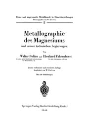 Tapa de Metallographie des Magnesiums und seiner technischen Legierungen