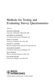Tapa de Methods for testing and evaluating survey questionnaires
