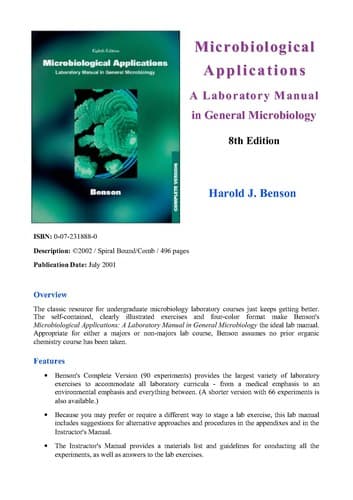 Tapa de Microbiological applications