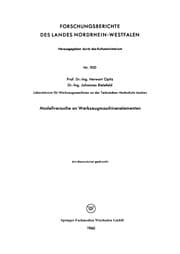 Tapa de Modellversuche an Werkzeugmaschinenelementen