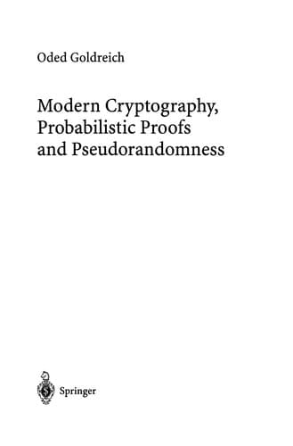Tapa de Modern Cryptography, Probabilistic Proofs and Pseudorandomness