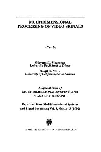Tapa de Multidimensional processing of video signals