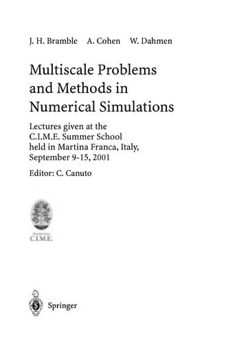 Tapa de Multiscale problems and methods in numerical simulations