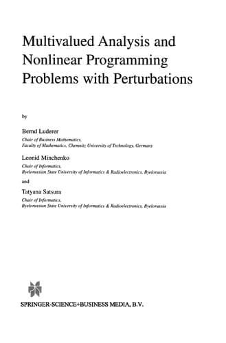 Tapa de Multivalued Analysis and Nonlinear Programming Problems with Perturbations