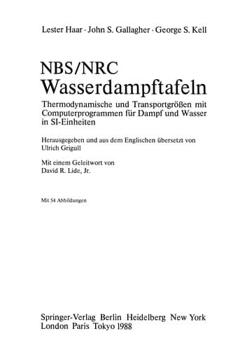 Tapa de NBS/NRC Wasserdampftafeln