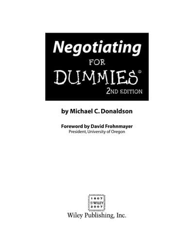 Tapa de Negotiating for dummies.