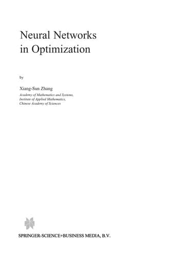 Tapa de Neural Networks in Optimization