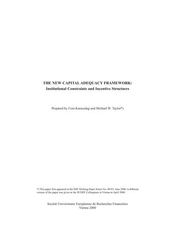 Tapa de The new capital adequacy framework