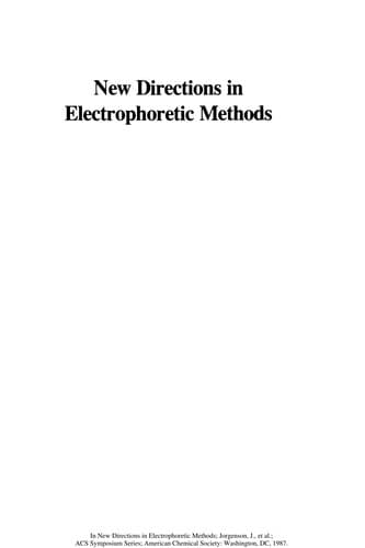 Tapa de New directions in electrophoretic methods