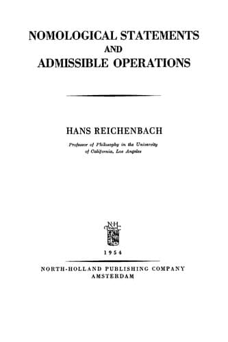 Tapa de Nomological statements and admissible operations