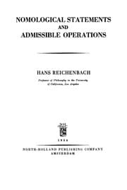 Tapa de Nomological statements and admissible operations
