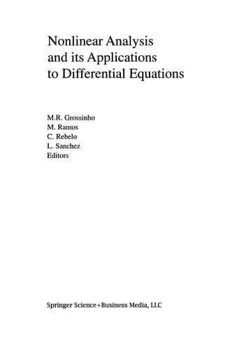 Tapa de Nonlinear analysis and its applications to differential equations